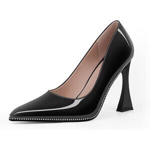 Odetina Womens Size 8.5 Black 4" Heels Closed Pointed Toe Slip On Pumps Shoes